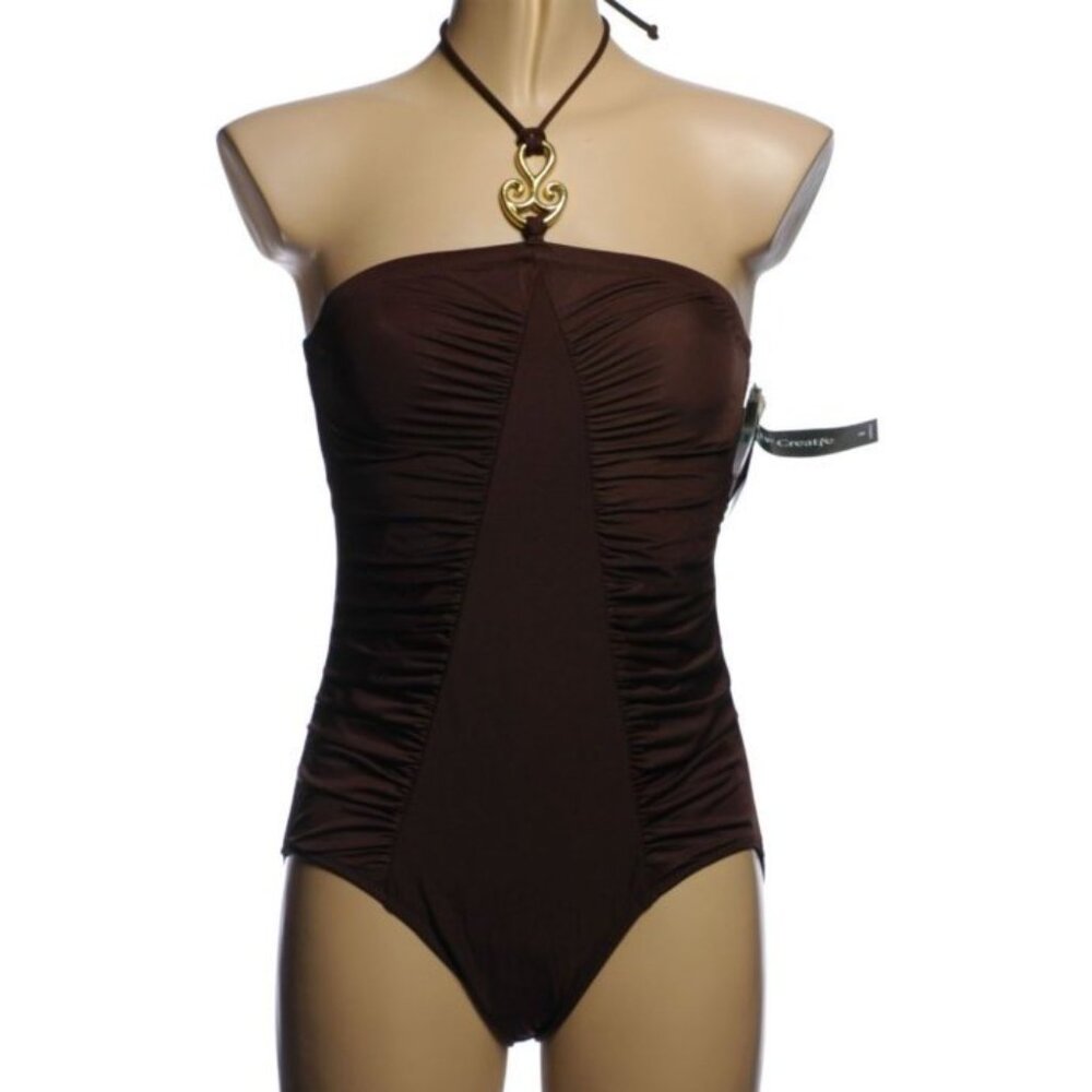 Be Creative Brown 1 Piece Swimsuit - Sz 8 - NEW
